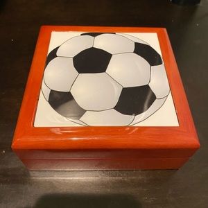 Soccer Ball Wooden Jewelry Storage Box